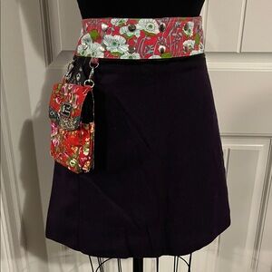 Elegant Purple Midi Skirt with Red Floral Accent